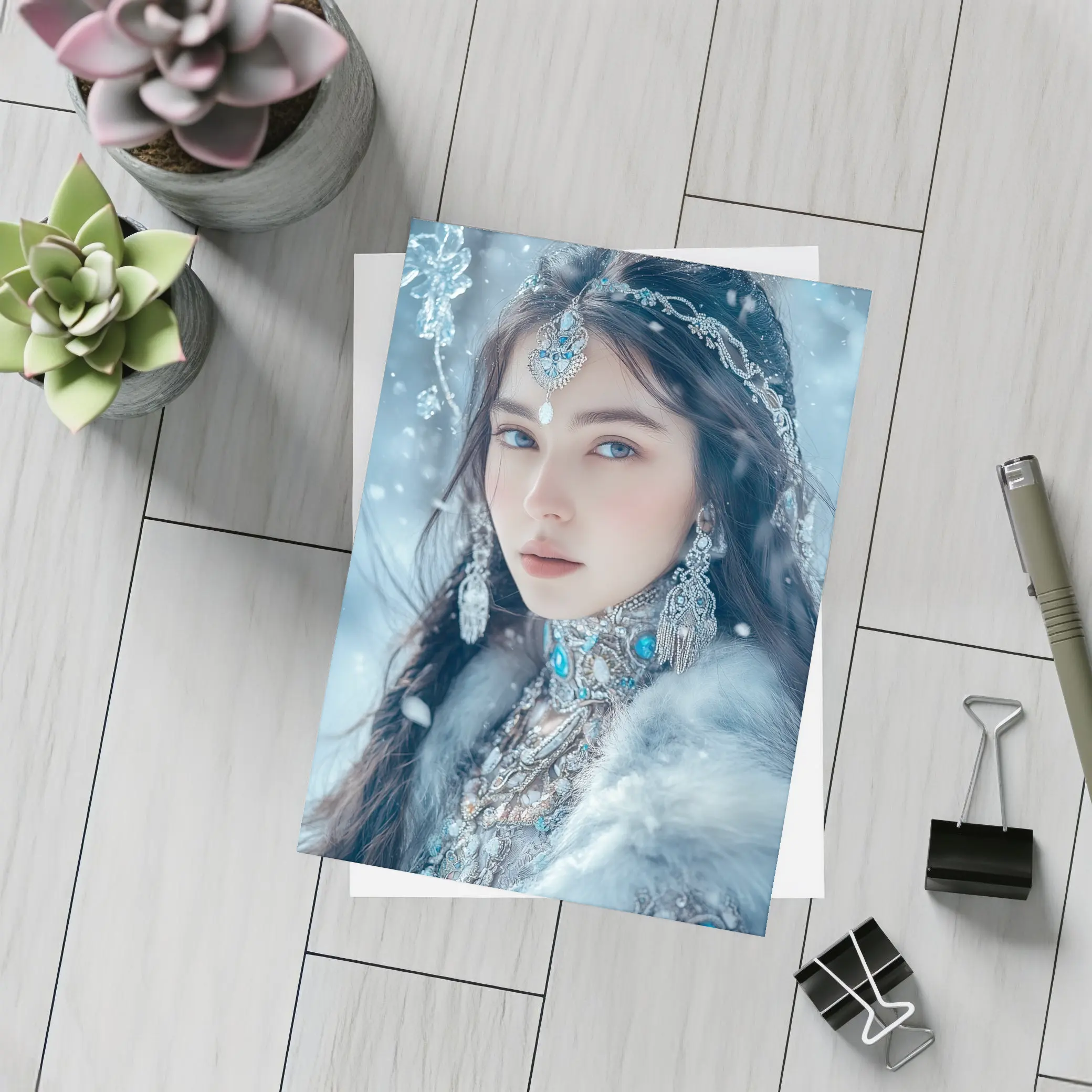 Ice Queen Fantasy Portrait Winter Snow – Postcards