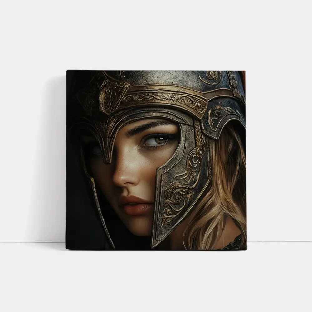 Female Warrior Dark Fantasy Ornate Helmet Portrait – Wall Art