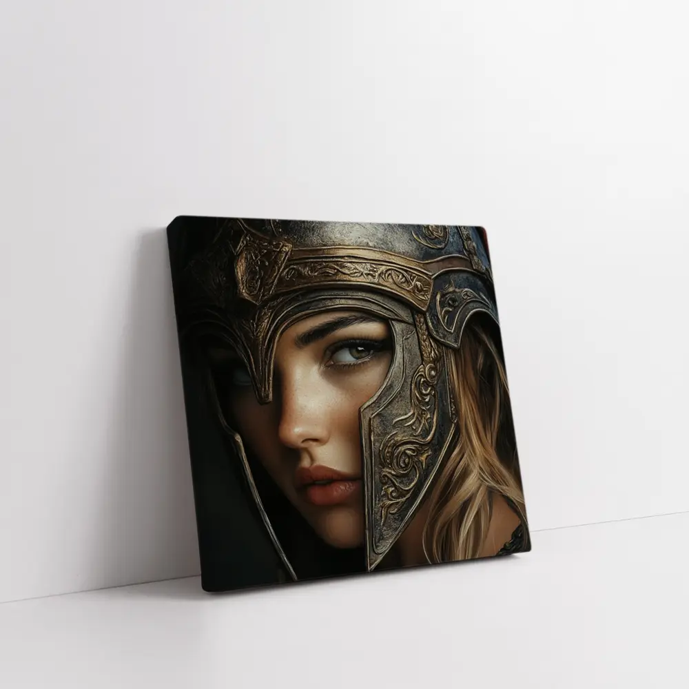 Female Warrior Dark Fantasy Ornate Helmet Portrait – Wall Art