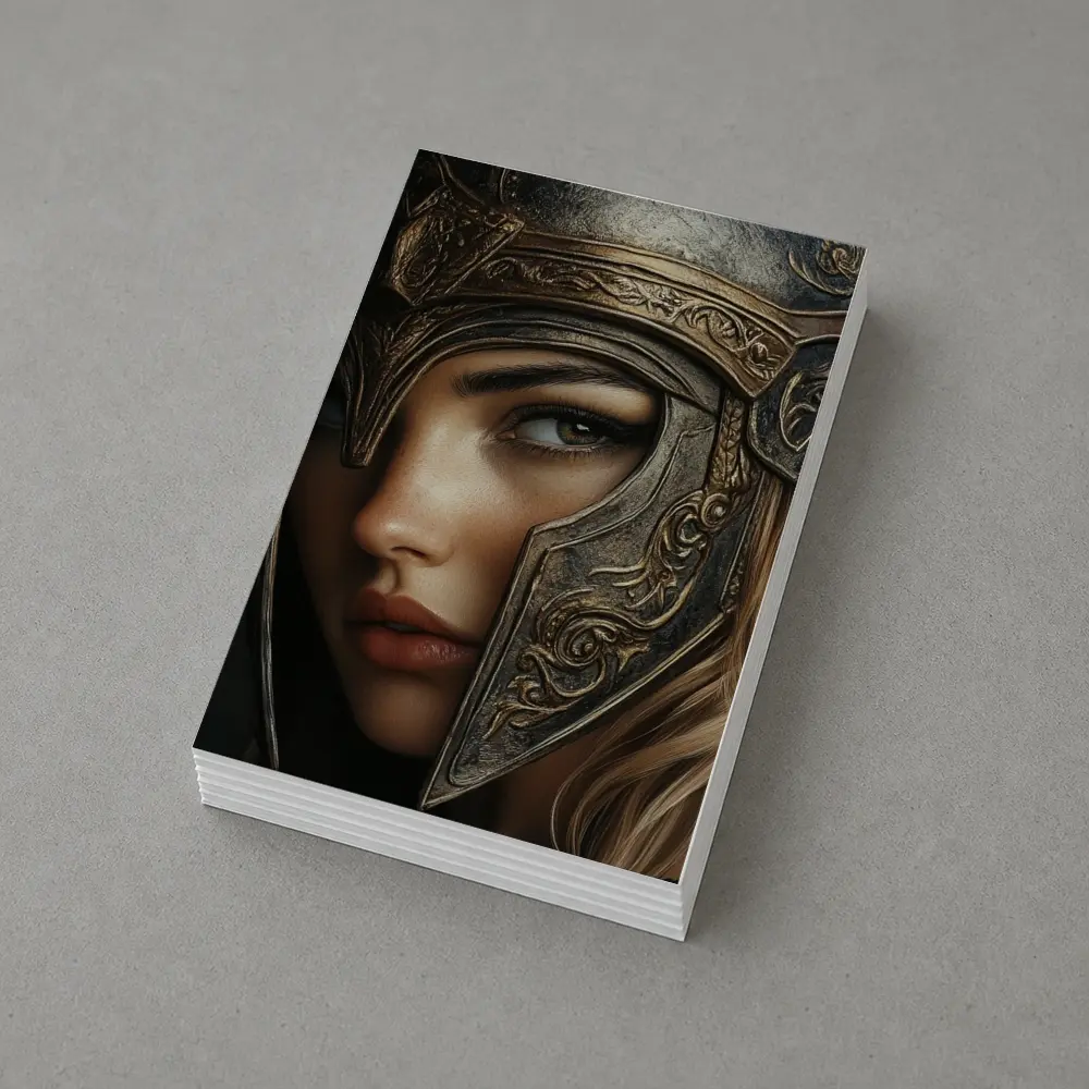 Female Warrior Dark Fantasy Ornate Helmet Portrait – Postcards
