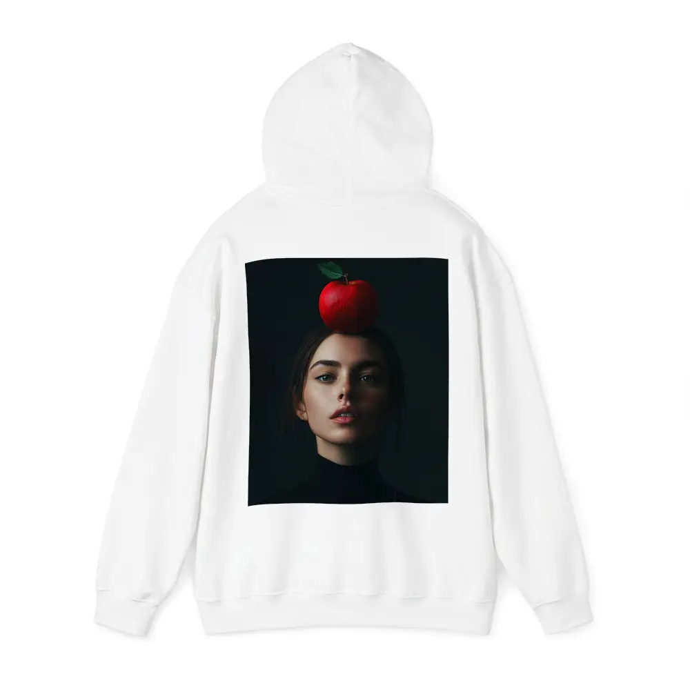 Woman Portrait Red Apple Dark Background – Hoodies