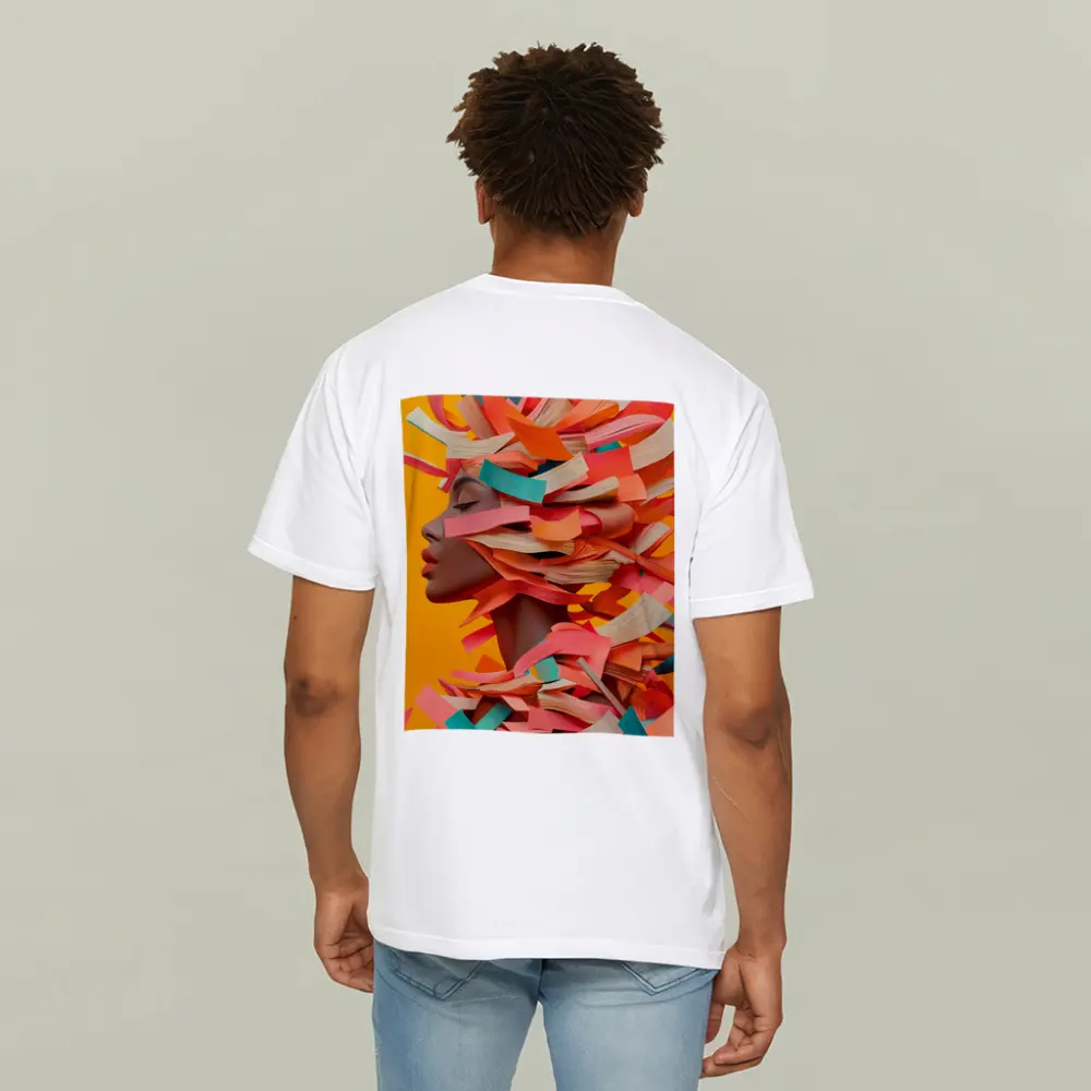 Woman Head Books Collage Orange Background – T-Shirts
