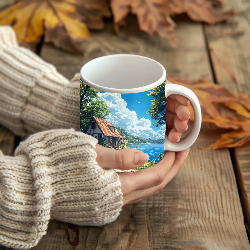 Anime Cottage By Flower Garden Coastal View – Mugs