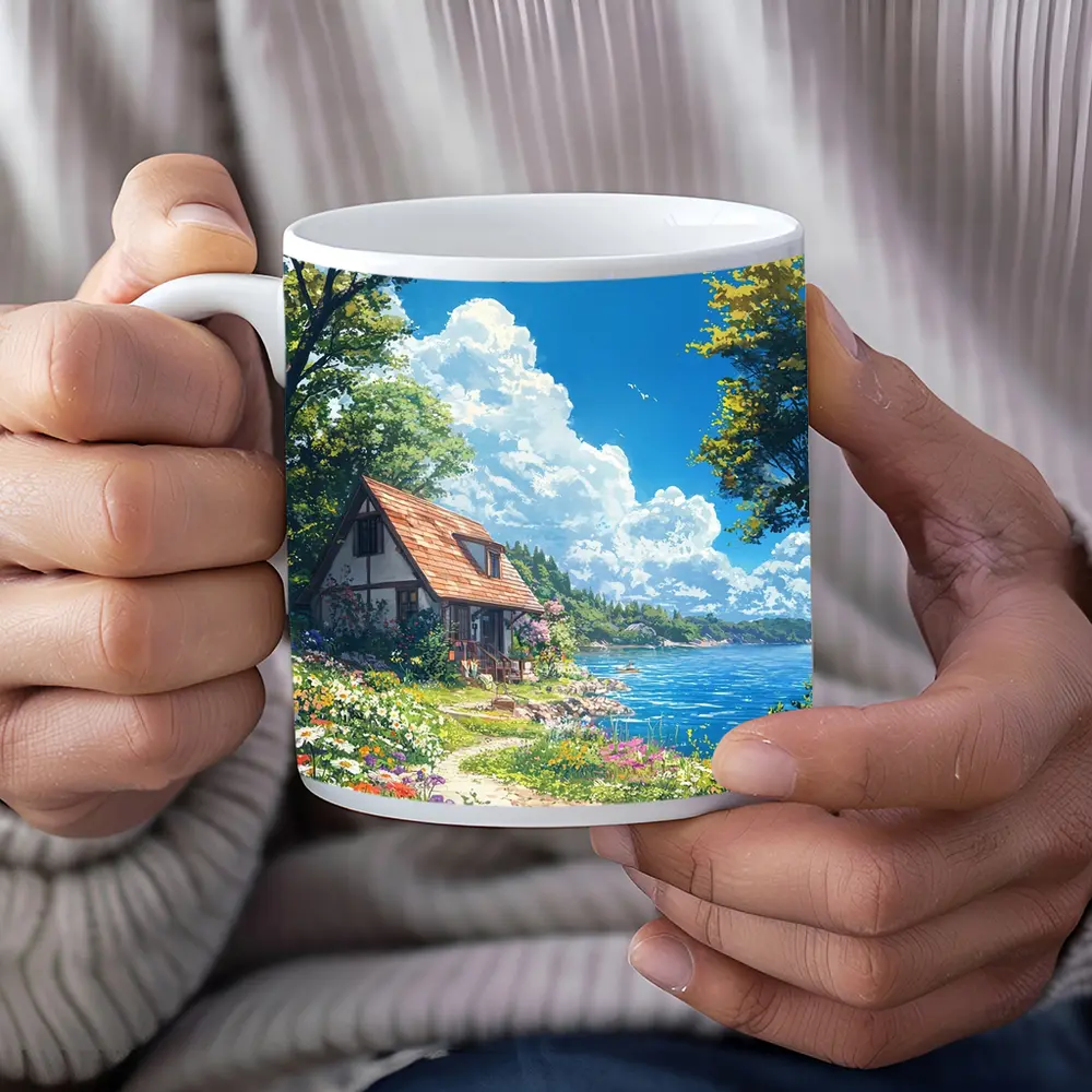 Anime Cottage By Flower Garden Coastal View – Mugs