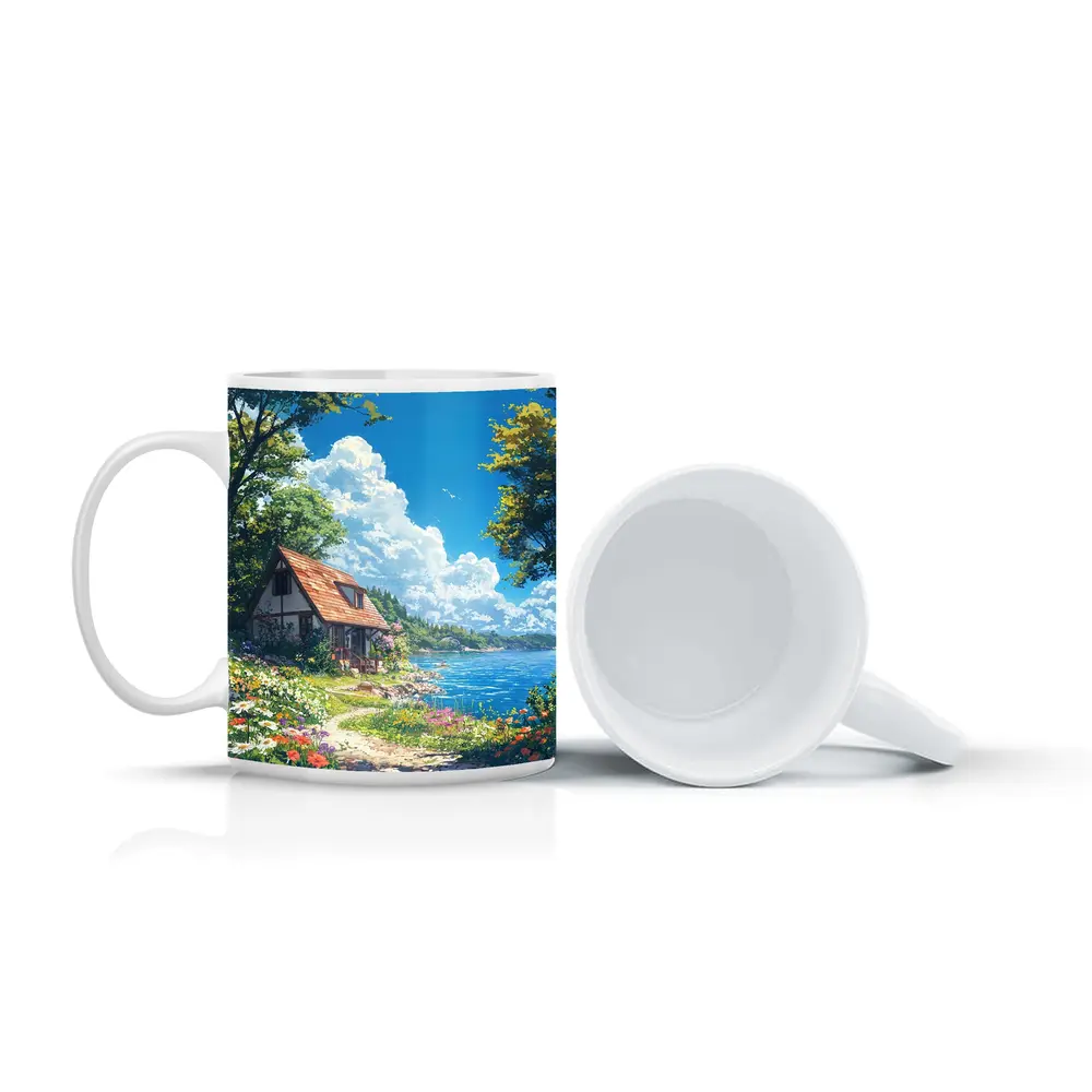 Anime Cottage By Flower Garden Coastal View – Mugs