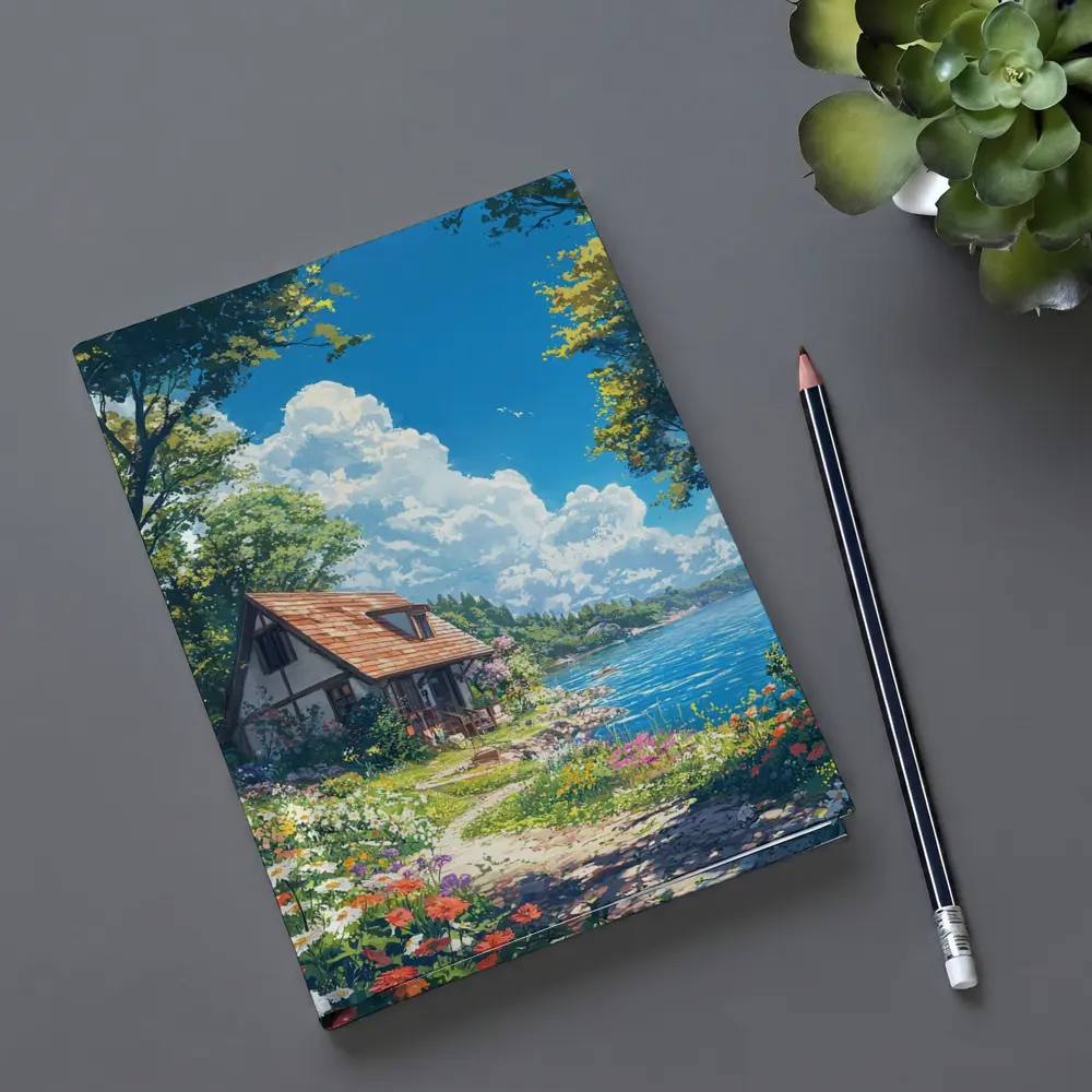 Anime Cottage By Flower Garden Coastal View – Notebooks