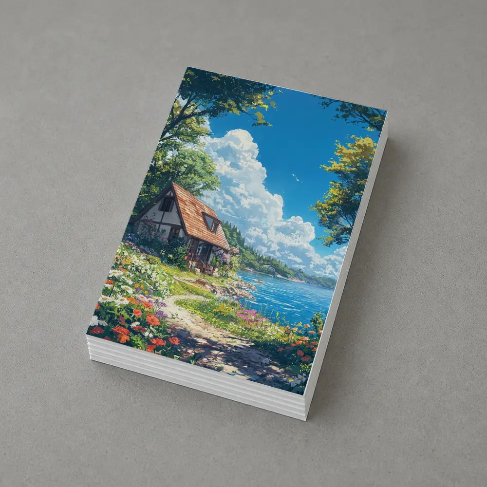 Anime Cottage By Flower Garden Coastal View – Postcards