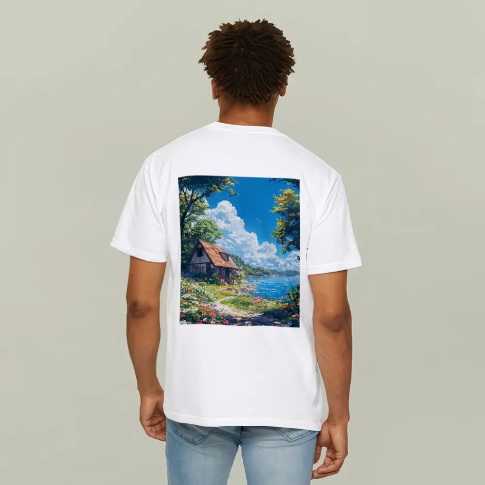 Anime Cottage By Flower Garden Coastal View – T-Shirts