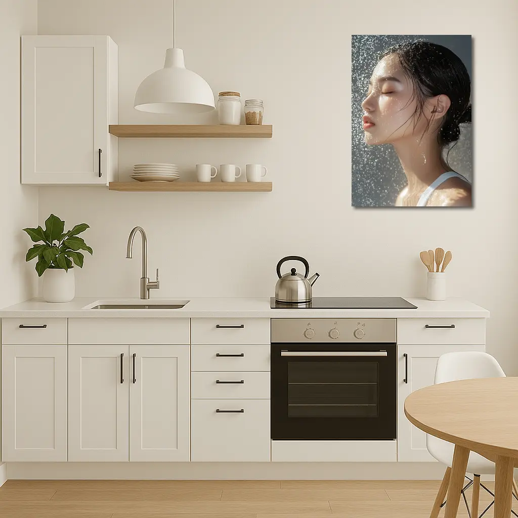 Asian Woman Wet Hair Water Droplets – Wall Art