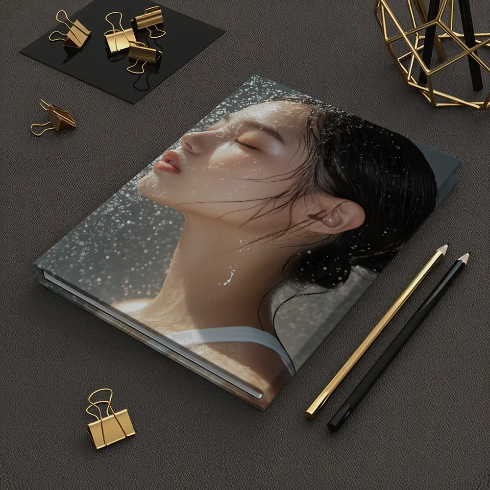 Asian Woman Wet Hair Water Droplets – Notebooks