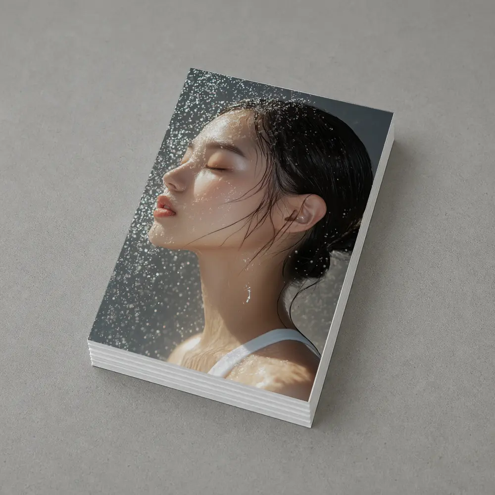 Asian Woman Wet Hair Water Droplets – Postcards