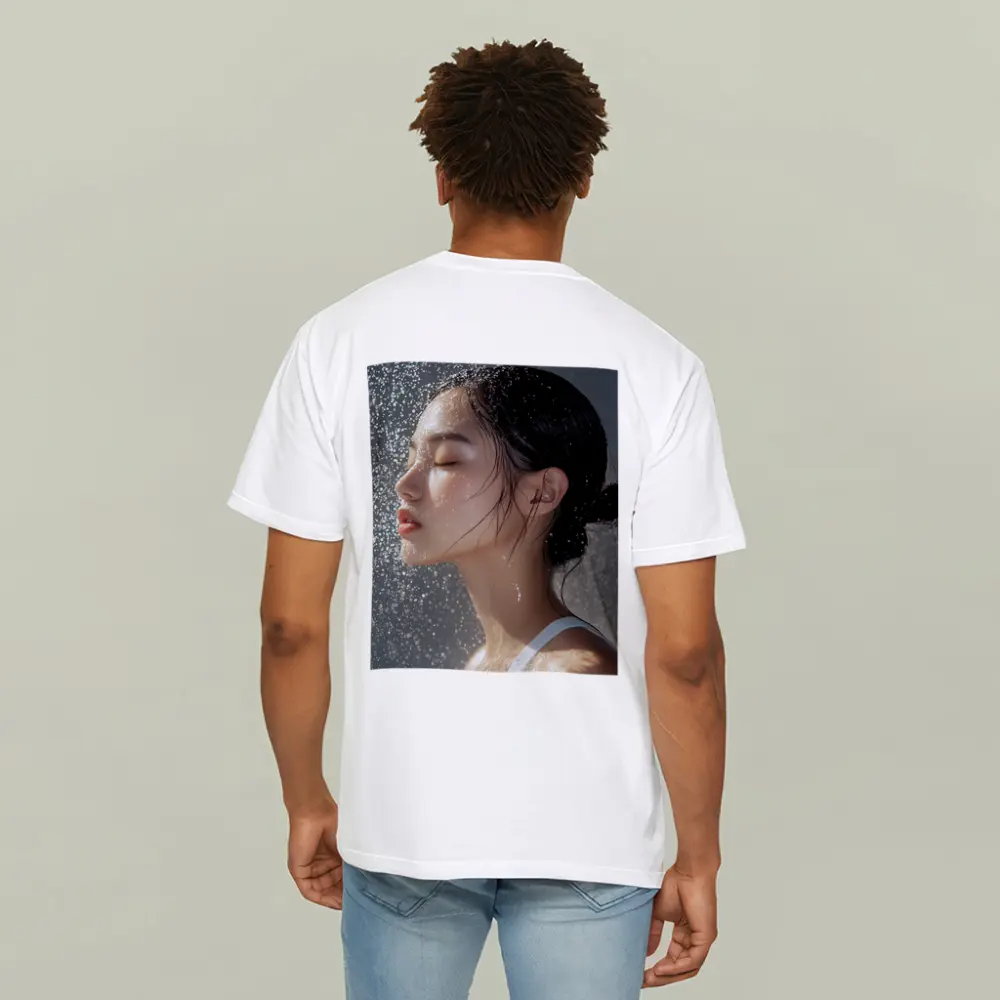 Asian Woman Wet Hair Water Droplets – T-Shirts