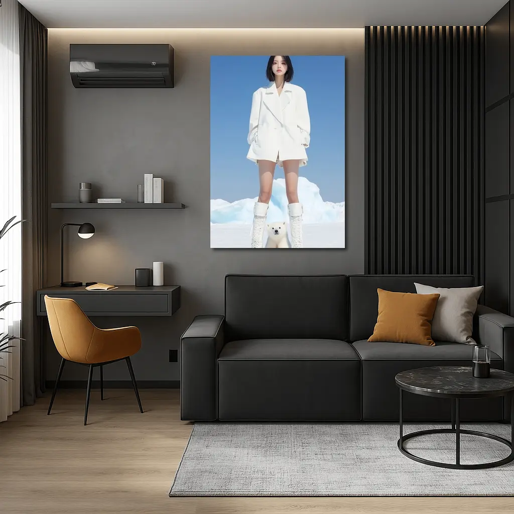 Woman White Coat Polar Bear Arctic Ice – Wall Art