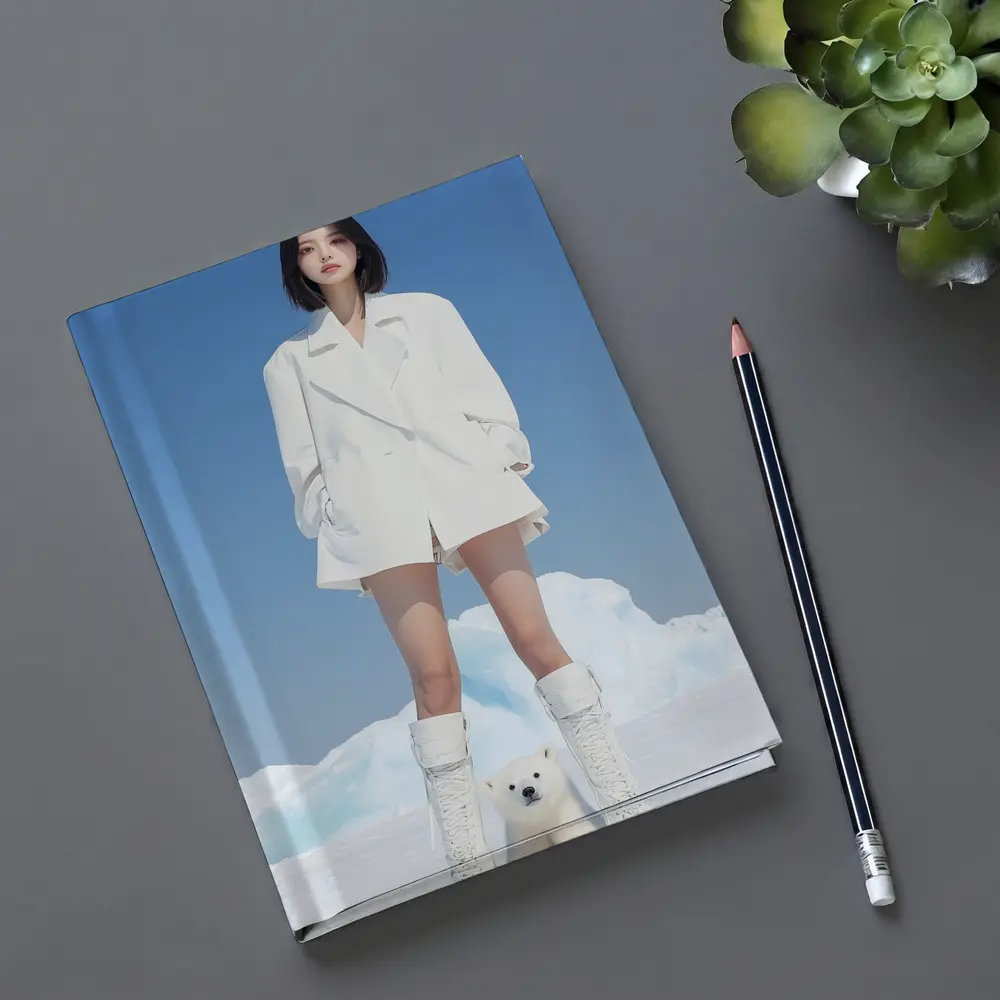 Woman White Coat Polar Bear Arctic Ice – Notebooks