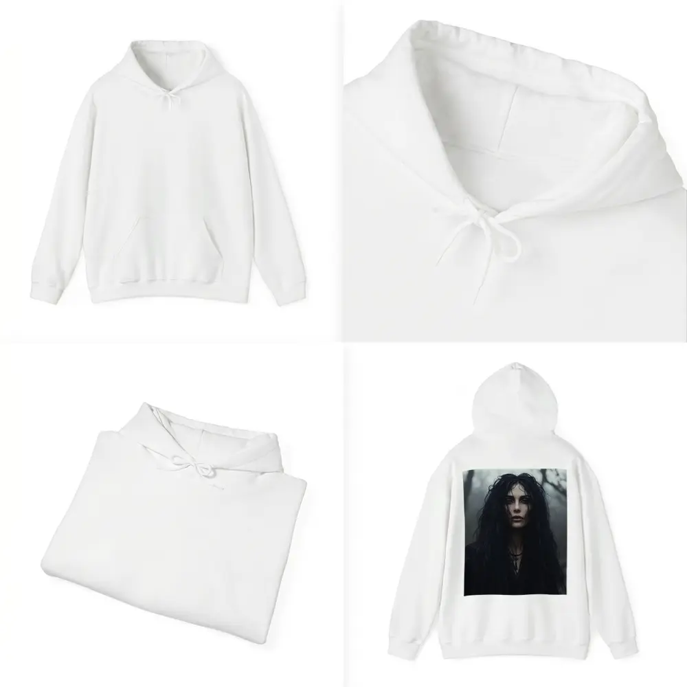 Dark Gothic Woman Misty Forest Portrait – Hoodies