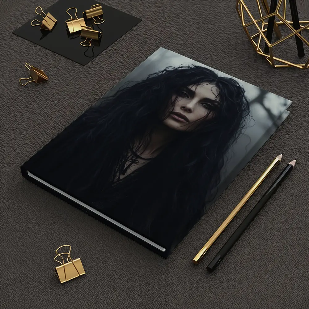 Dark Gothic Woman Misty Forest Portrait – Notebooks