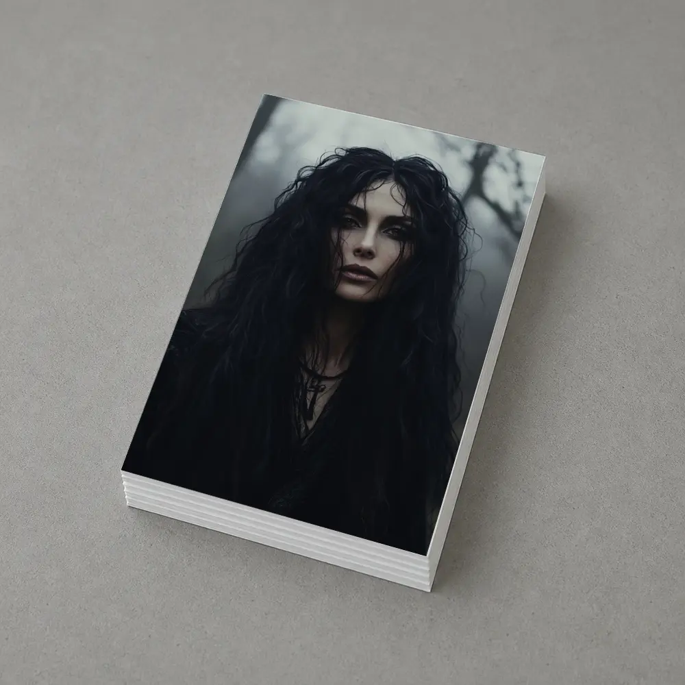 Dark Gothic Woman Misty Forest Portrait – Postcards