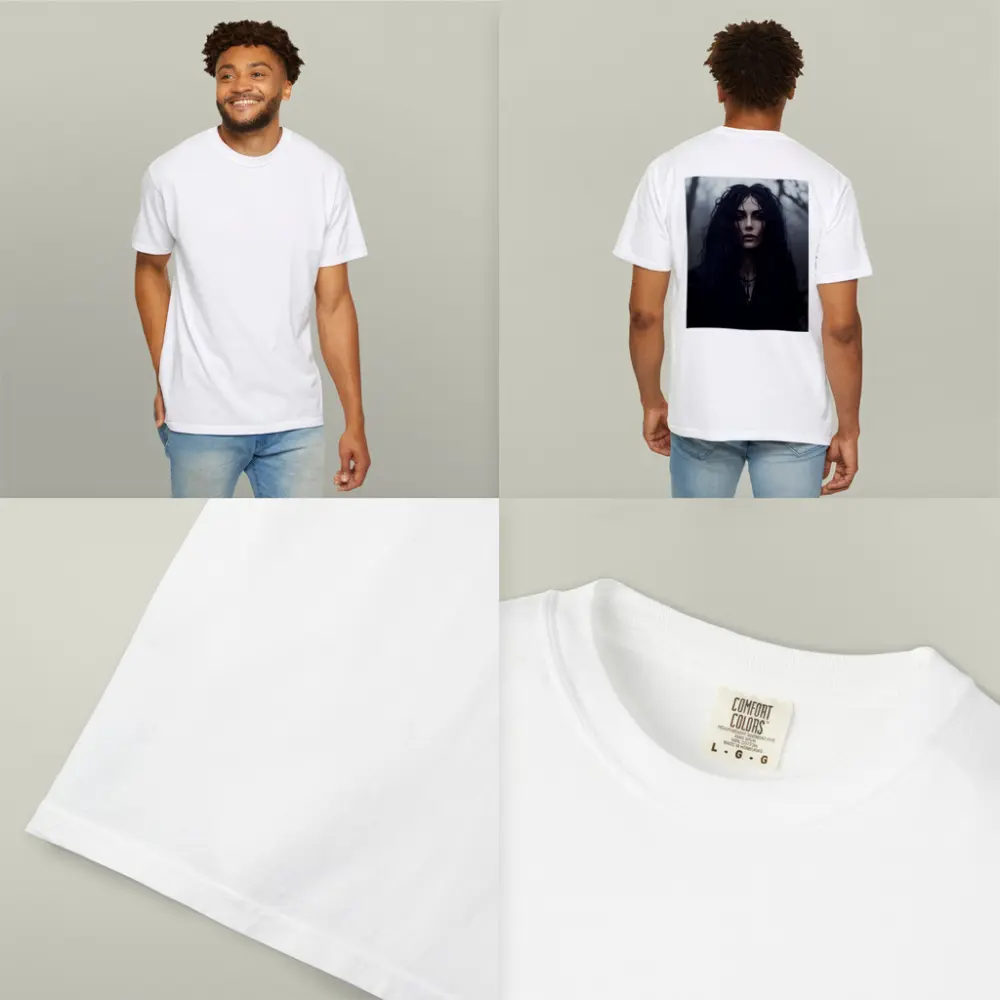 Dark Gothic Woman Misty Forest Portrait – T-Shirts