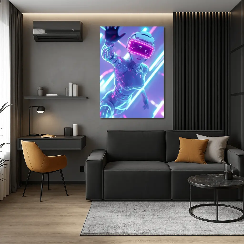 Neon VR Girl Futuristic Cyberpunk Digital World – Wall Art