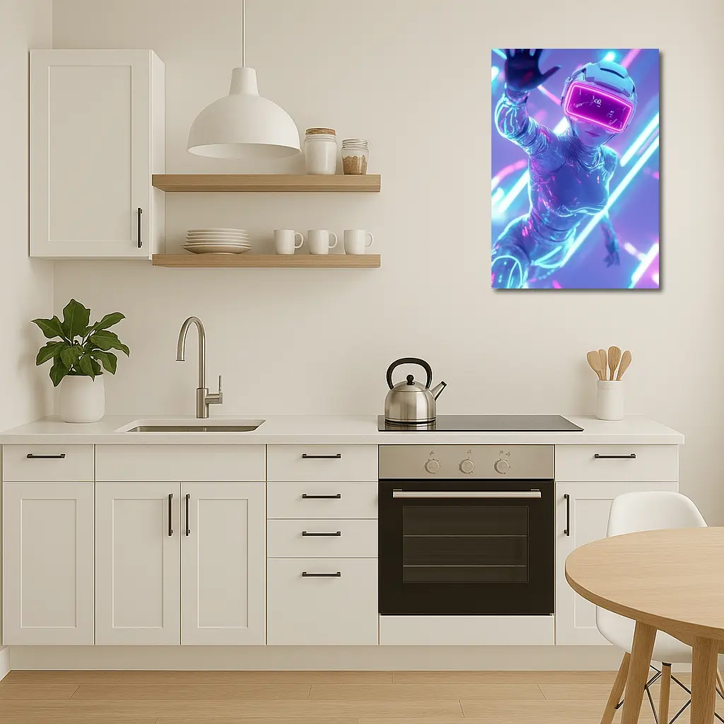 Neon VR Girl Futuristic Cyberpunk Digital World – Wall Art