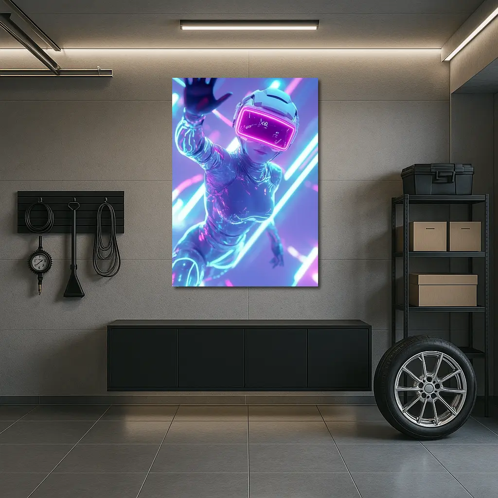 Neon VR Girl Futuristic Cyberpunk Digital World – Wall Art