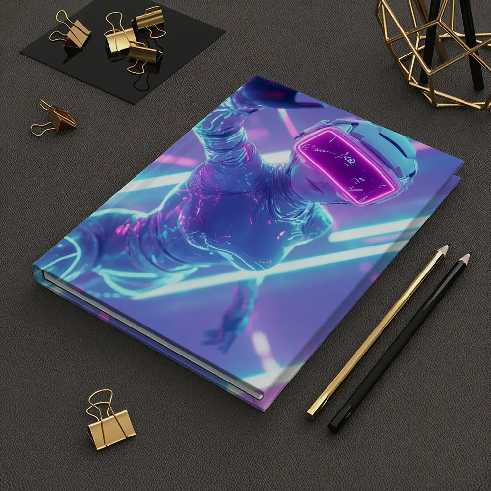 Neon VR Girl Futuristic Cyberpunk Digital World – Notebooks