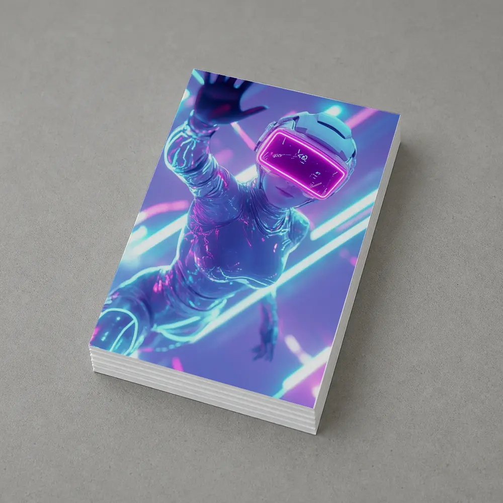 Neon VR Girl Futuristic Cyberpunk Digital World – Postcards