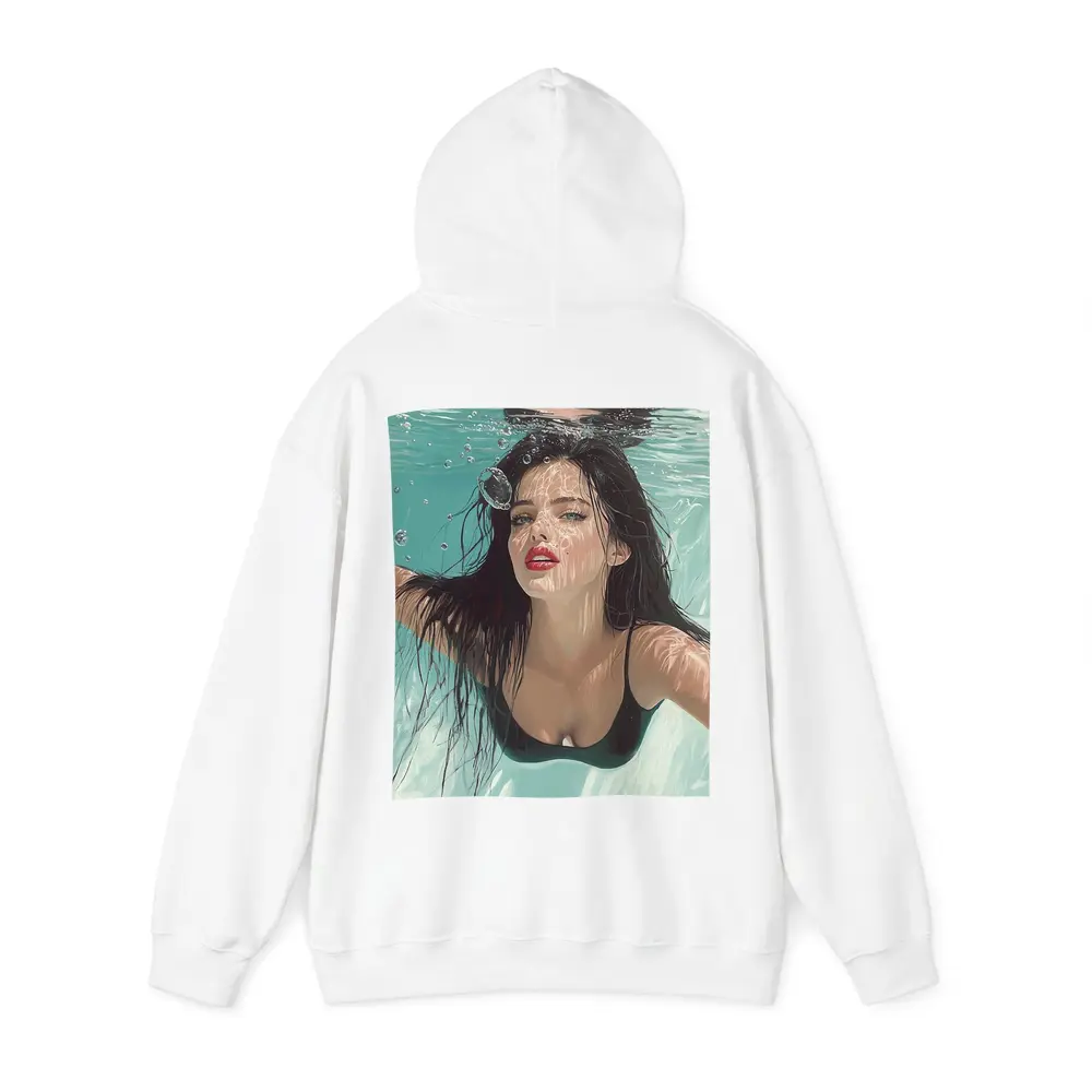 Woman Underwater Pool Digital Art Portrait – Hoodies