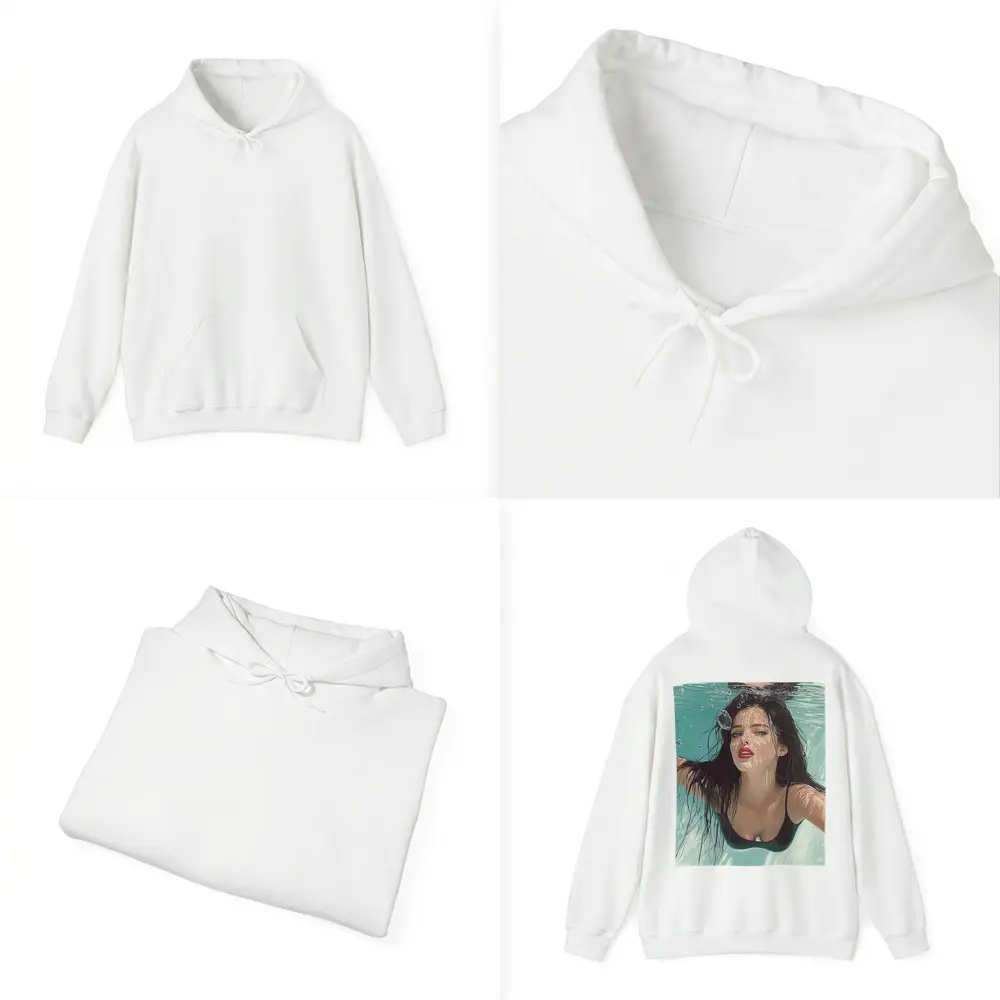 Woman Underwater Pool Digital Art Portrait – Hoodies