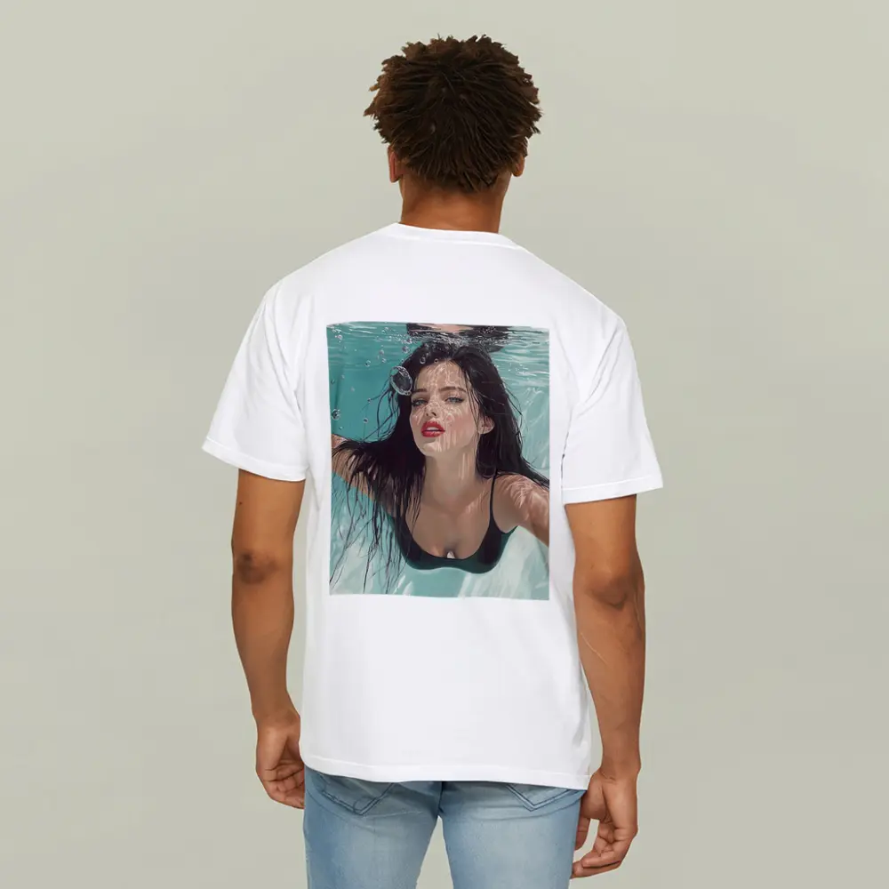 Woman Underwater Pool Digital Art Portrait – T-Shirts