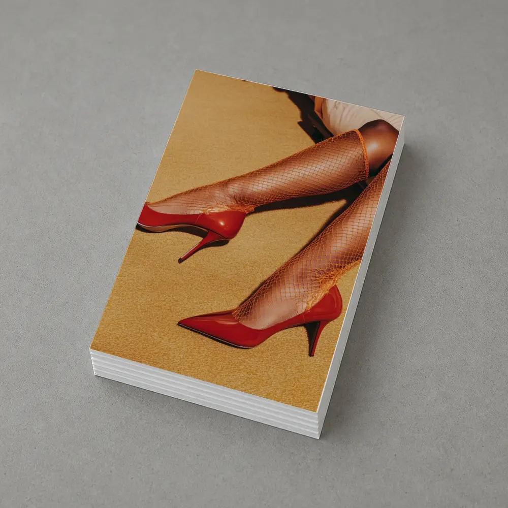Red Heels Orange Fishnet Stockings Yellow Floor – Postcards