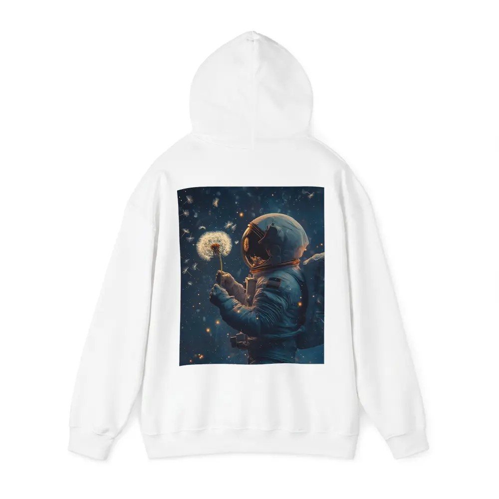 Astronaut Holding Dandelion in Starry Space – Hoodies