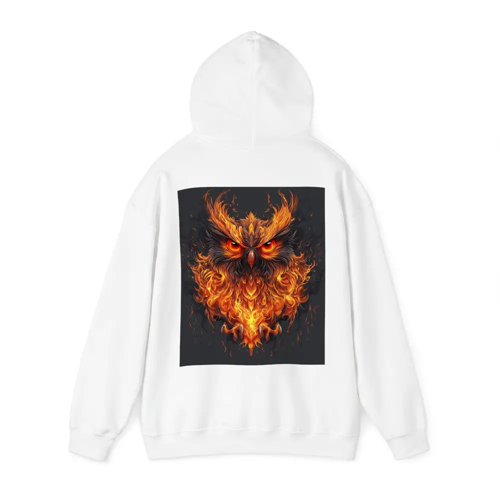 Fiery Owl With Burning Flames Dark Background – Hoodies
