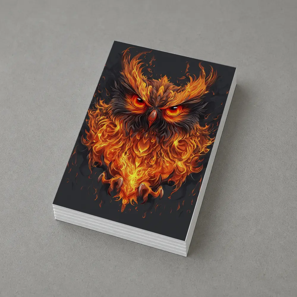 Fiery Owl With Burning Flames Dark Background – Postcards