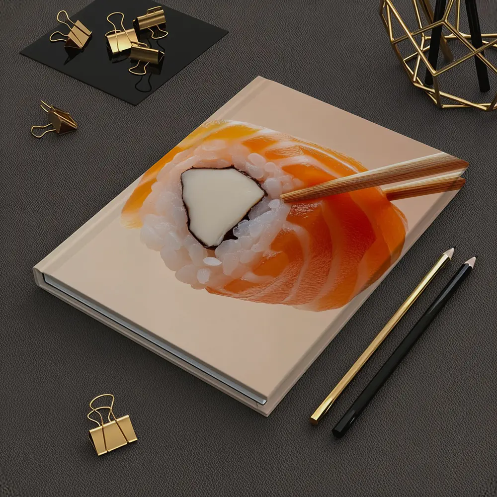 Salmon Sushi Roll Held With Chopsticks – Notebooks