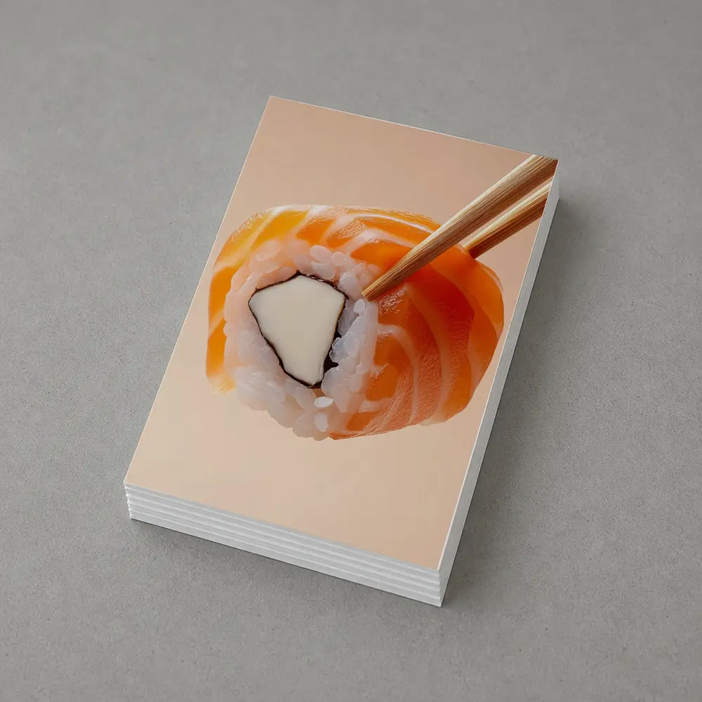 Salmon Sushi Roll Held With Chopsticks – Postcards