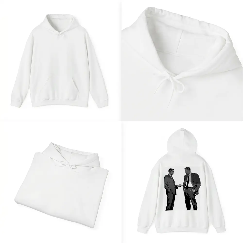 Two Businessmen Talking Grayscale Illustration Art – Hoodies