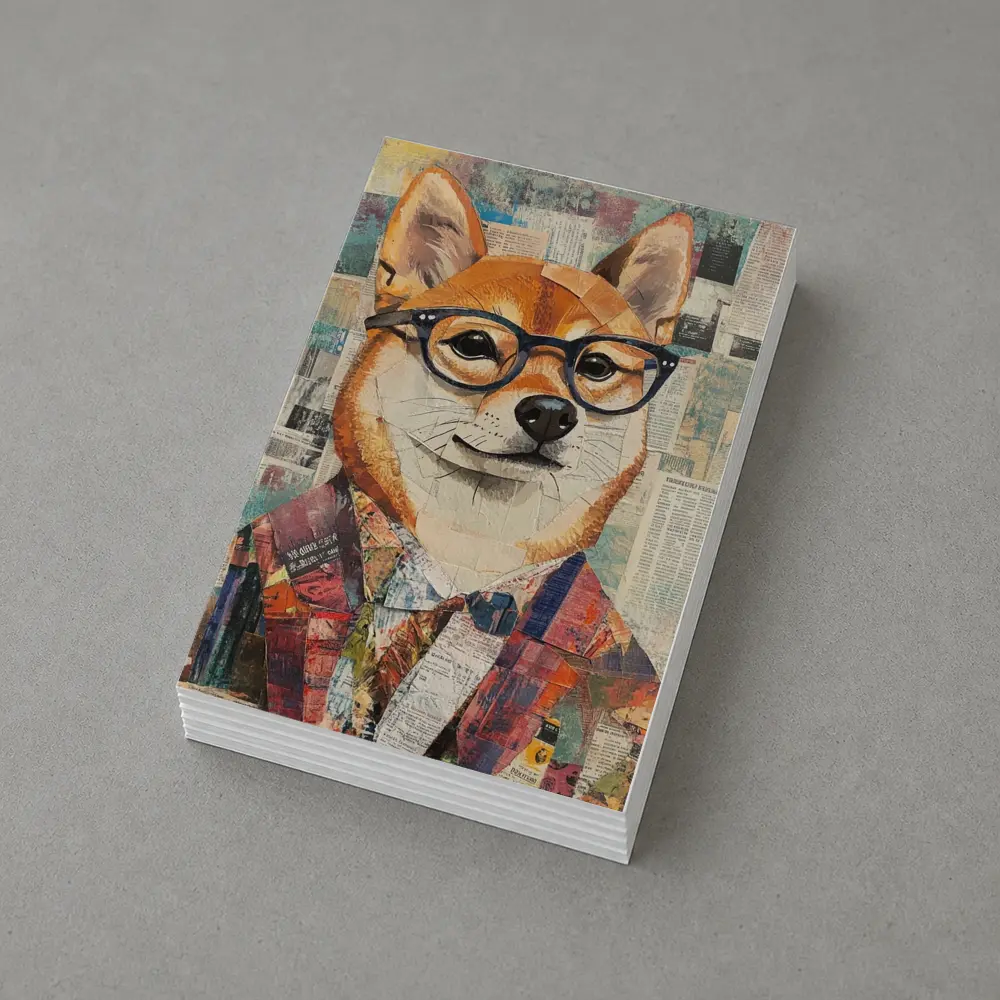 Shiba Inu Dog Collage Newspaper Background Art – Postcards
