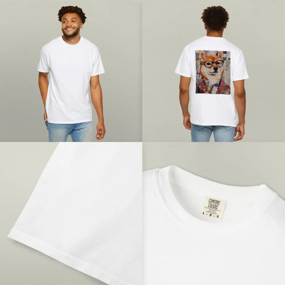 Shiba Inu Dog Collage Newspaper Background Art – T-Shirts