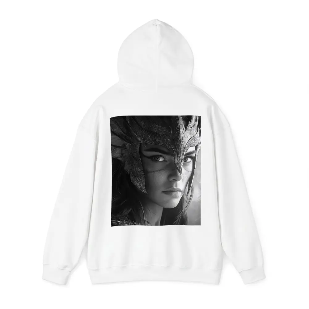Warrior Woman Viking Helmet Black White – Hoodies