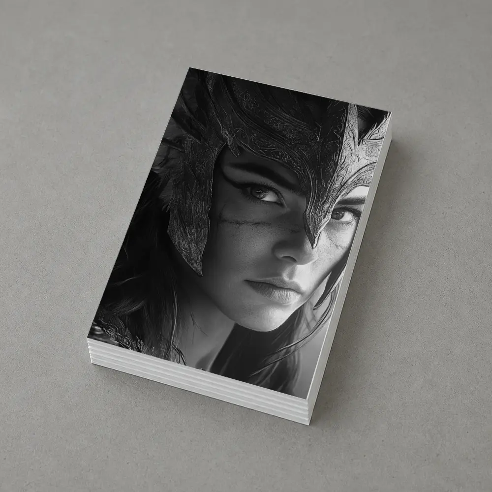 Warrior Woman Viking Helmet Black White – Postcards