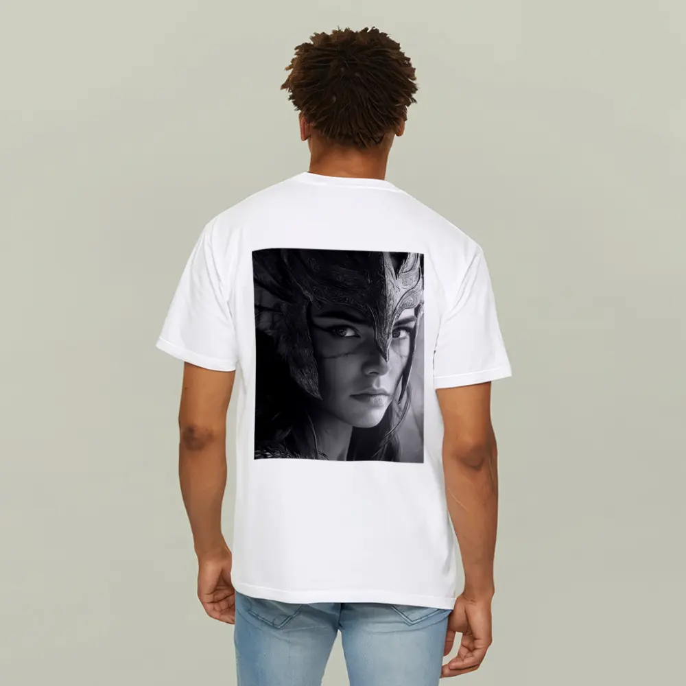 Warrior Woman Viking Helmet Black White – T-Shirts