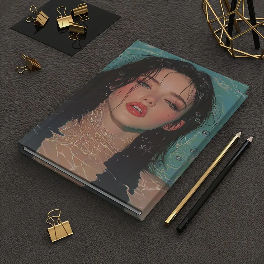 Woman Floating In Turquoise Water Illustration – Notebooks