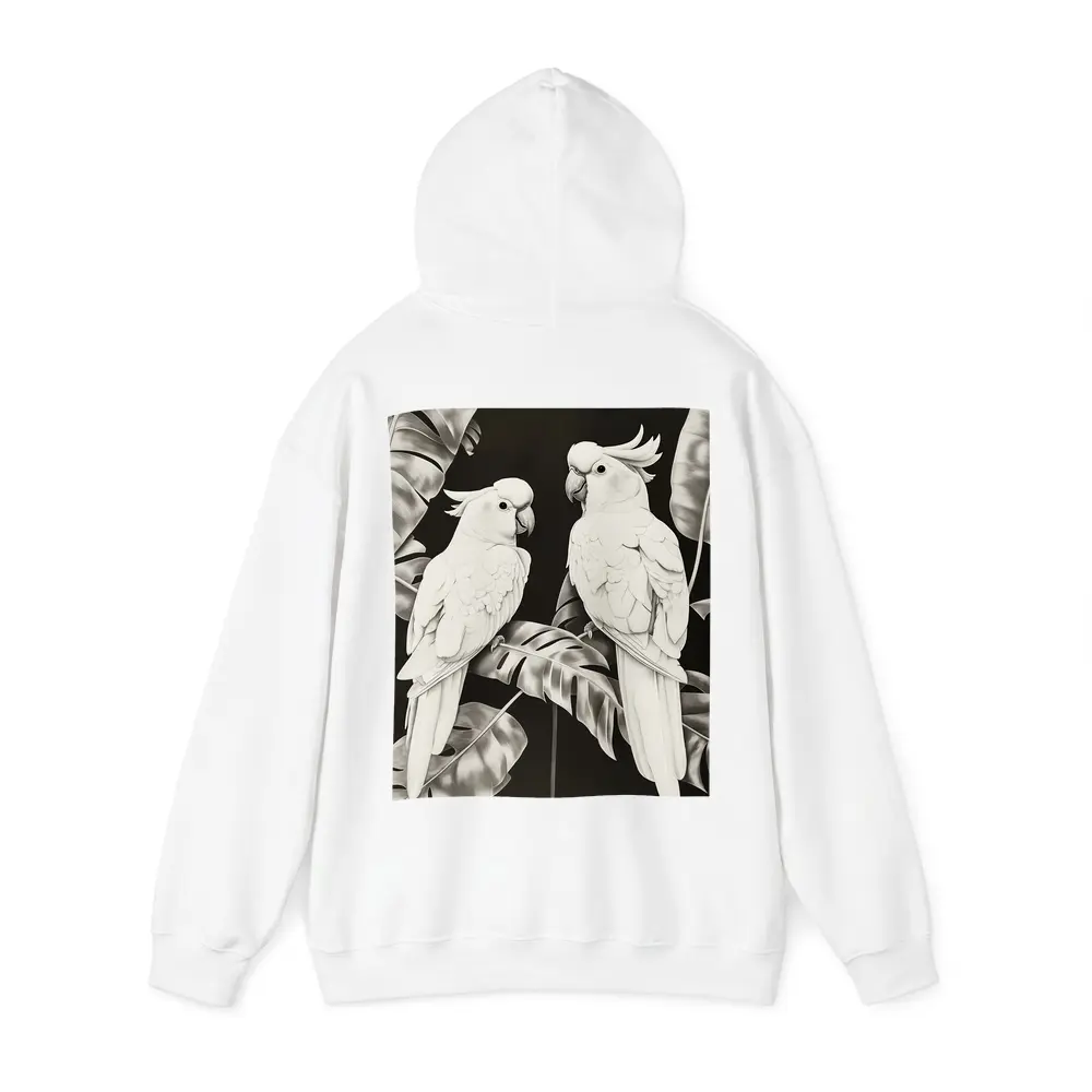 Two White Cockatoos Black and White Art – Hoodies
