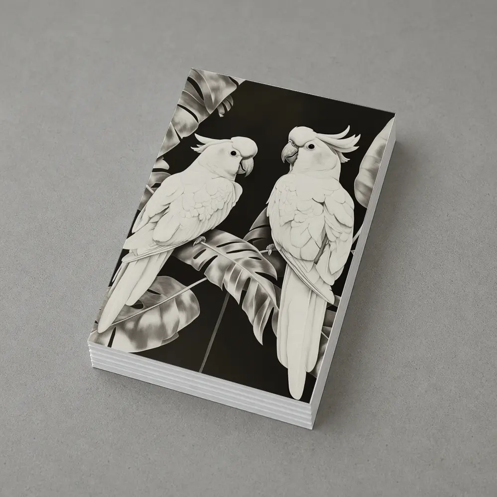 Two White Cockatoos Black and White Art – Postcards