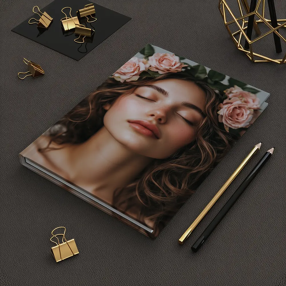 Woman With Pink Roses Flower Crown – Notebooks