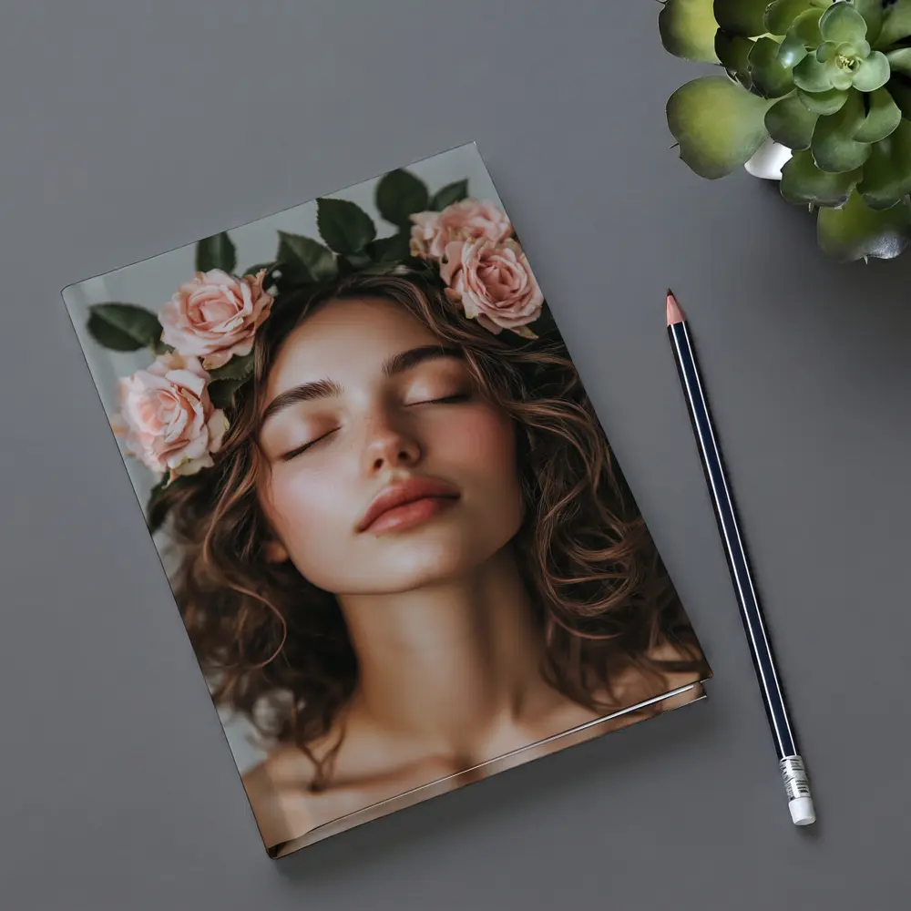 Woman With Pink Roses Flower Crown – Notebooks