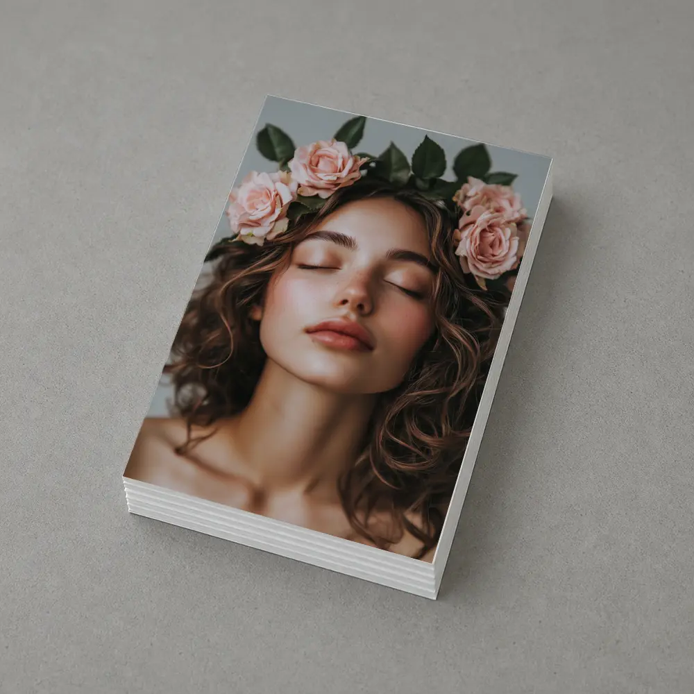 Woman With Pink Roses Flower Crown – Postcards
