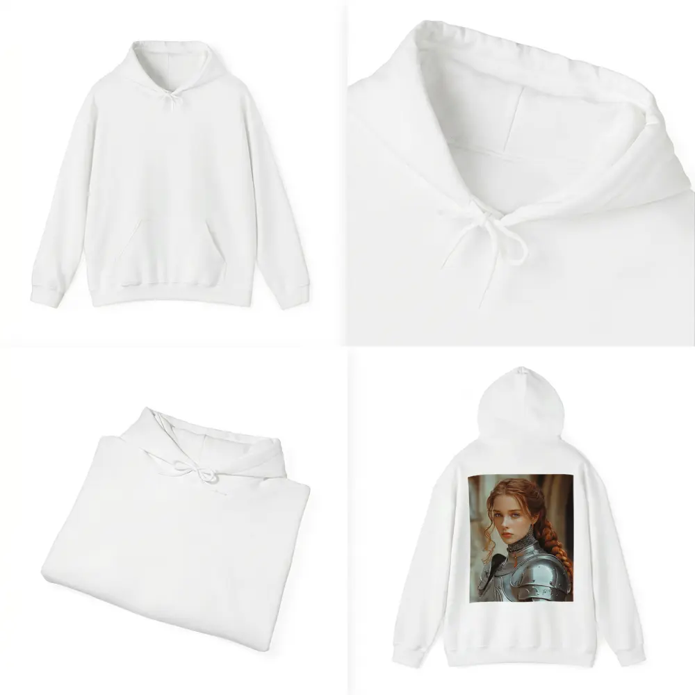 Young Female Knight Silver Armor Castle – Hoodies