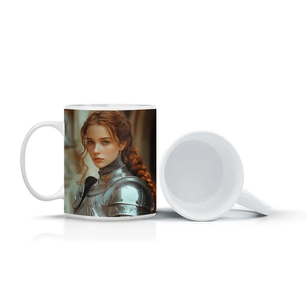 Young Female Knight Silver Armor Castle – Mugs
